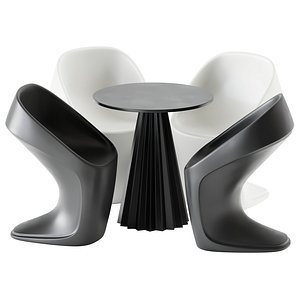 Ufo Chair by Vondom and PLISSE Table by Midj