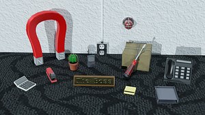Low-Poly Office Props Pack 3D