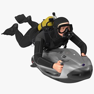 Diver with Seabob F5SR Personal Watercraft Rigged 3D