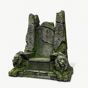Lion Stone Throne 3D
