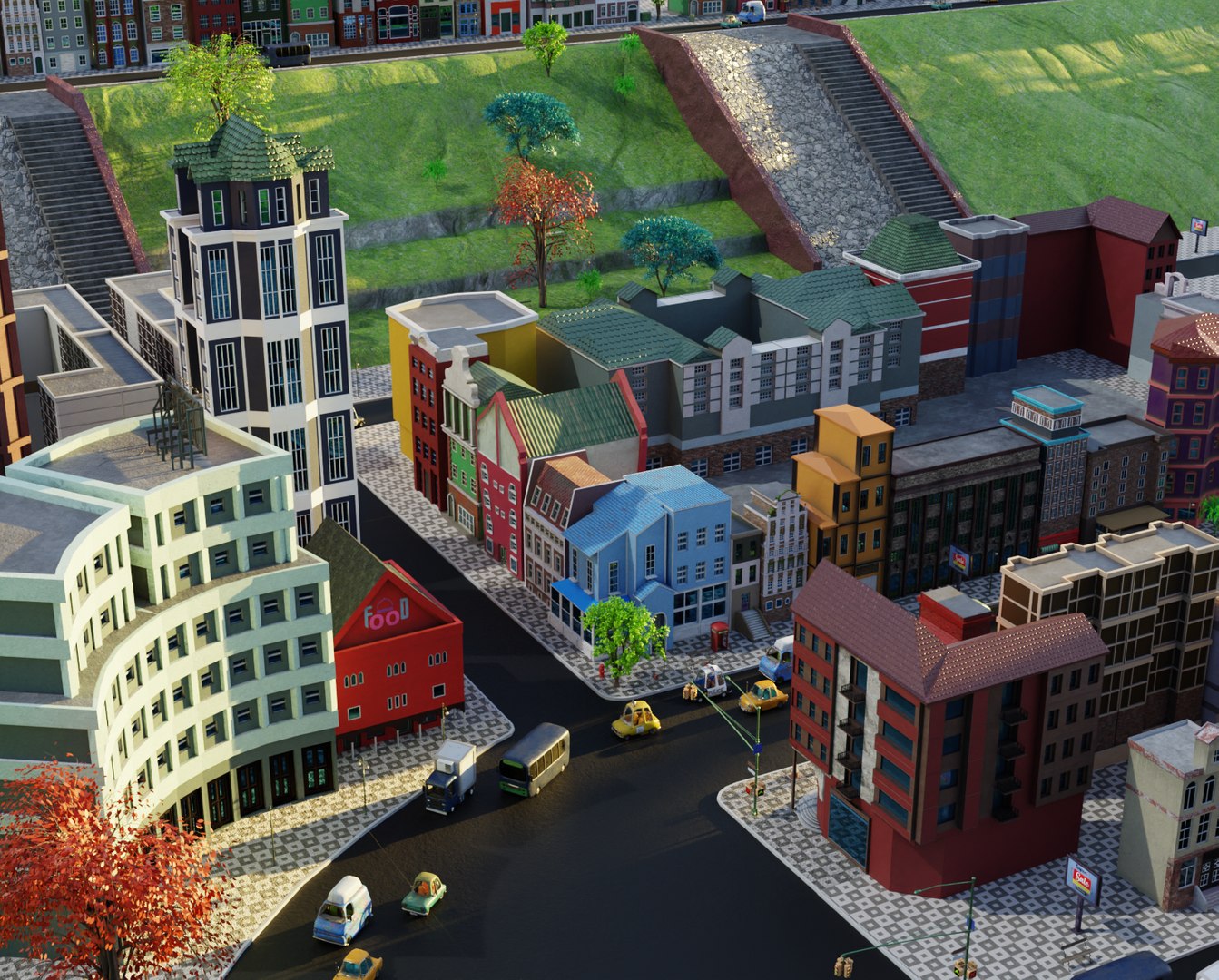 3D City Cartoon Pack 3D Model - TurboSquid 1817441