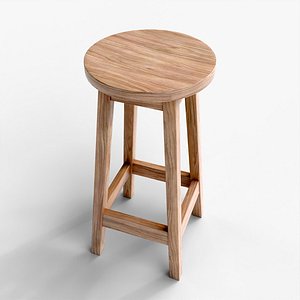 3D Wooden Stool - Realistic PBR Furniture 3D Model