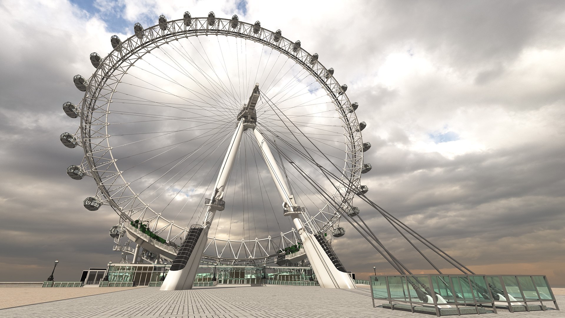 Observation Ferris Wheel Rigged for Cinema 4D 3D model preview