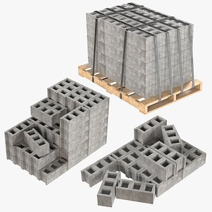 Cinder Block Pllet and Pile 5 3D model
