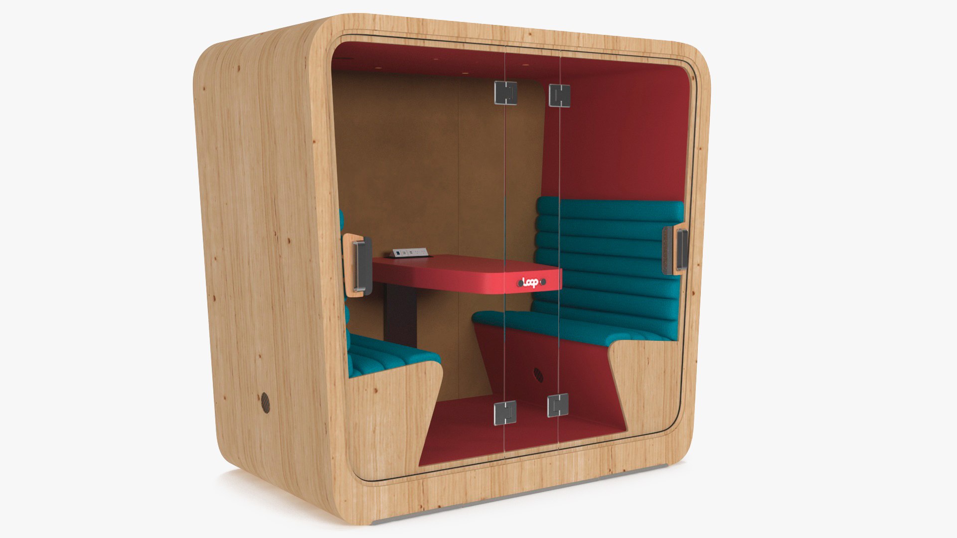 Wooden Soundproof Meeting Pod Loop 3D model preview