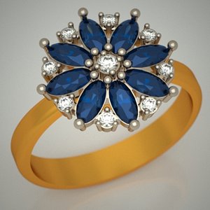Ring with 8 saphirs