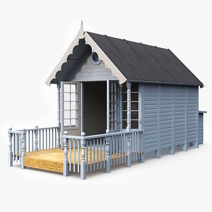 Modern Beach Hut Blue 3D model