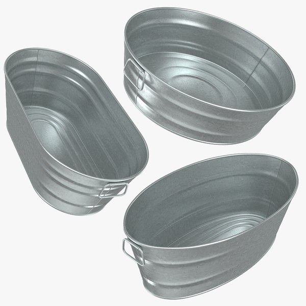 realistic galvanized metal tub 3D model