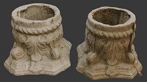 Ornate Stone Column Base 3D Scan