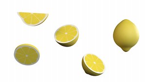 3D Lemon 4 slices model
