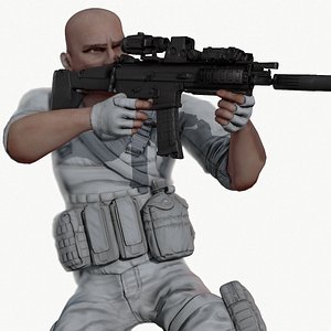 3d model rigged ready soldier animation