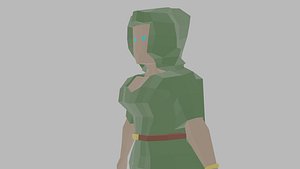 3D Low Poly Fantasy Elve with hoodie Character Rigged Unity