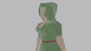 Low Poly Fantasy Elve with hoodie Character Rigged Unity