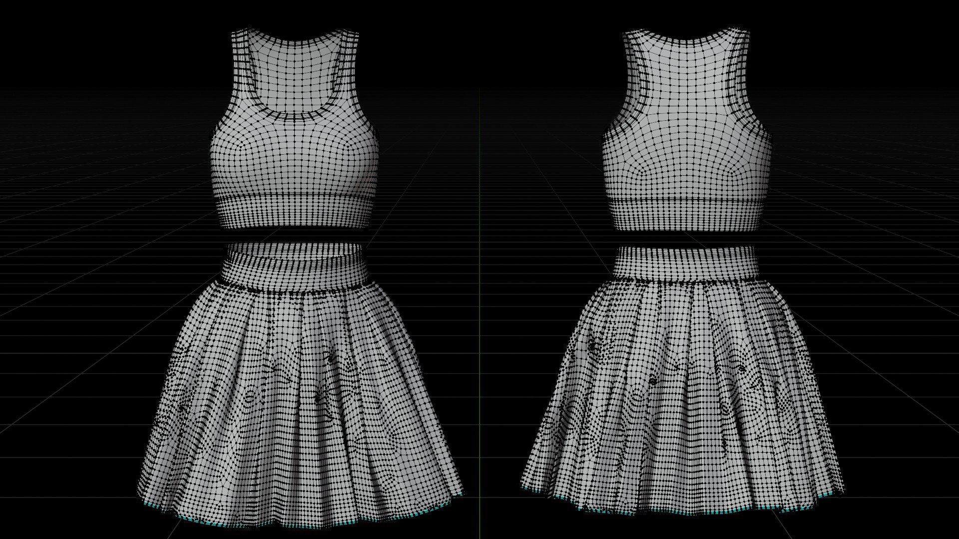 3D model Sports Wear Tennis Outfit Set -  Sports Bra Tank Top with Pleated Mini Skirt Clothing https://p.turbosquid.com/ts-thumb/Eb/VyaZN5/Ms/wireframe/jpg/1781857074/1920x1080/fit_q87/776e77134217430c3acedc3add7ad0cbff3ede36/wireframe.jpg