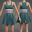 Sportliches Tennis-Outfit-Set – Sport-BH-Tanktop mit plissiertem Minirock
