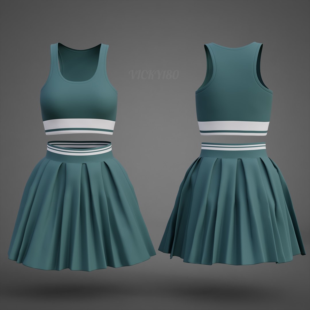 3D model Sports Wear Tennis Outfit Set -  Sports Bra Tank Top with Pleated Mini Skirt Clothing https://p.turbosquid.com/ts-thumb/Eb/VyaZN5/UP/thumbnail10/jpg/1781857070/1920x1080/fit_q87/b24cc1d041cdbfac9ddf311efd88fa6fc4d78235/thumbnail10.jpg