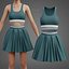 Sportliches Tennis-Outfit-Set – Sport-BH-Tanktop mit plissiertem Minirock