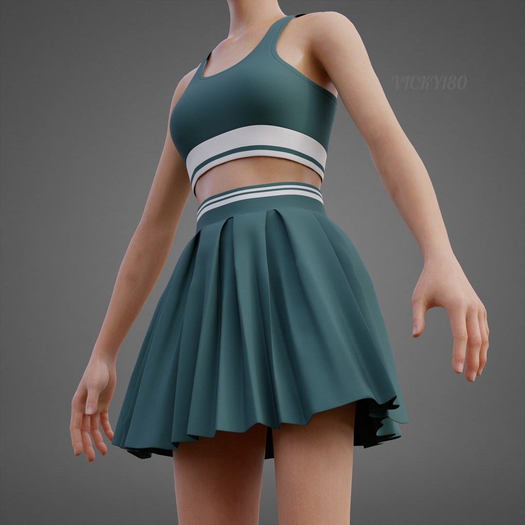 3D model Sports Wear Tennis Outfit Set -  Sports Bra Tank Top with Pleated Mini Skirt Clothing https://p.turbosquid.com/ts-thumb/Eb/VyaZN5/yE/0011/jpg/1781857295/1920x1080/fit_q87/cf87cb01a73ff5cc094f323cfad7b81e95e60448/0011.jpg
