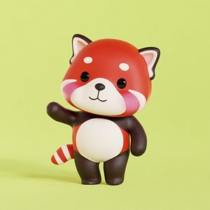 3D Red Panda Character Cartoon Chibi Kawaii Rigged Animated Low-poly 3D model