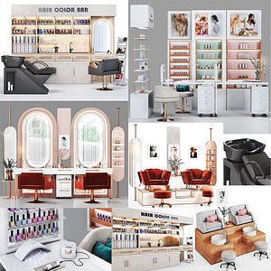 3D Beauty salon haircolor bar manicure pedicure