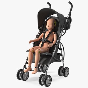 Baby Stroller with Child Crash Test 3D model