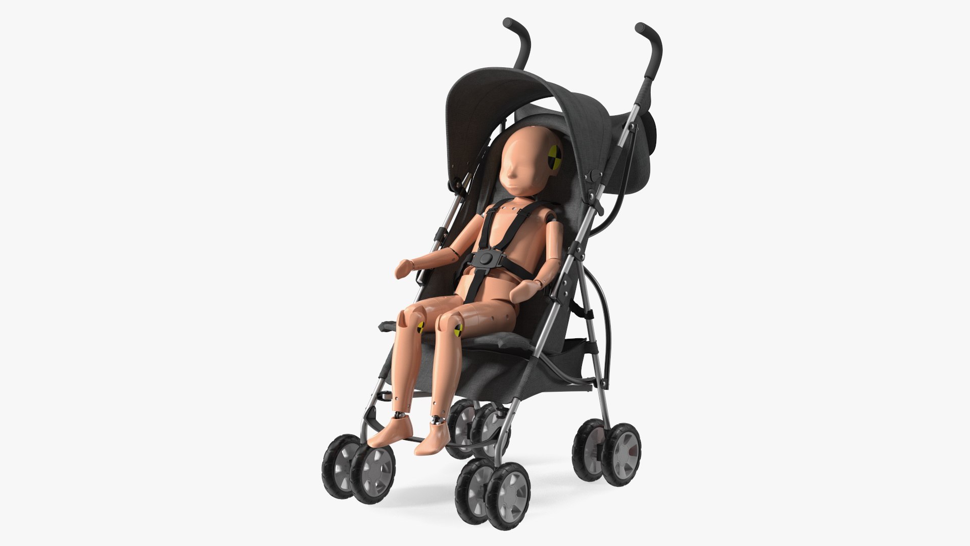 Baby Stroller with Child Crash Test 3D model preview