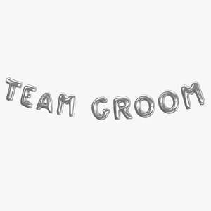 3D Foil Baloon Words Team Groom Silver