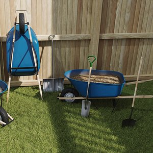 Outdoor Tools And Wheelbarrow