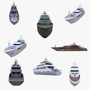 Luxury Yacht Fleet Collection 3D Models High Quality Quad Topology PBR Ready