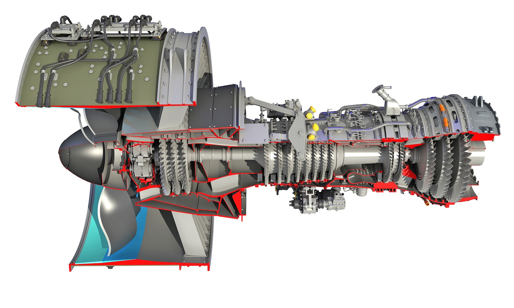 Aufgeschnittener Turbofan-Motor 3D-Modell - TurboSquid 1470751