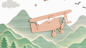 Wooden panel for a children room 3D model
