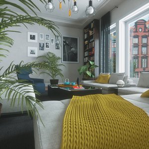 Living Room - PBR Cinema4D Octane Render + Formats