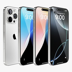 3D iPhone 16 Pro White Titanium model