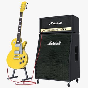 Electric Guitar Amplifier And Cabinet 3D