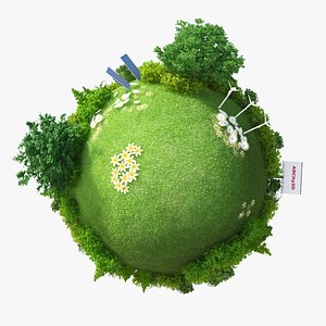 3d model of planet green energy