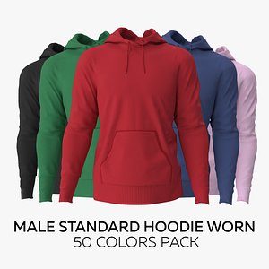 Male Standard Hoodie Worn 50 Colors Pack 3D