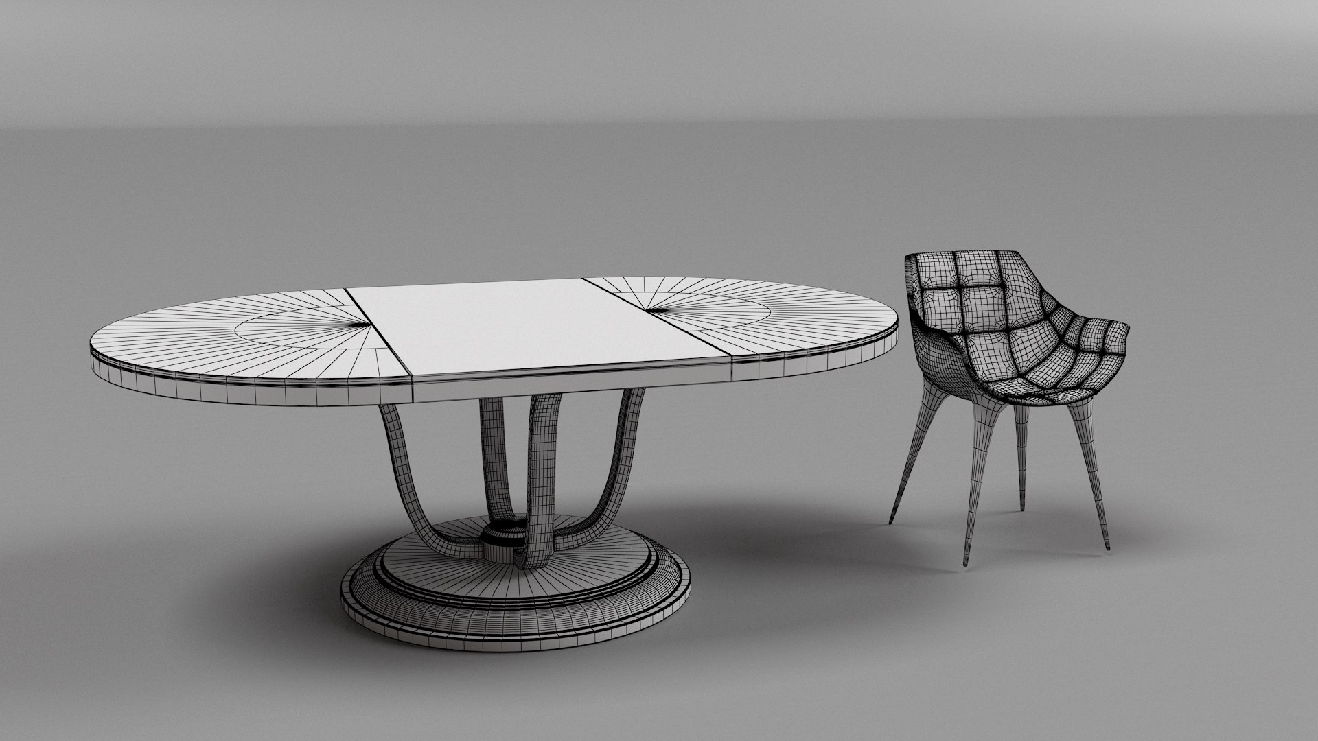 Modern Oval Dining Table With Chairs Set 3D Model - TurboSquid 2319324