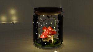 mushroom house in jar 3D model