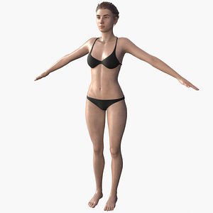 Realistic Sexy Woman Character female girl in bikini swimwear Low-poly