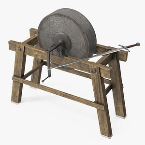 3D Manual Sharpening Wheel with Medieval Sword