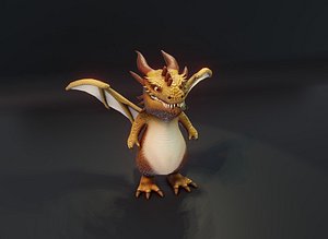 Cartoon Brown Dragon Animated Low-poly 3D model 3D
