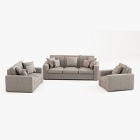 Sofa Set - Minimal Gray 7 Seater with Cushions