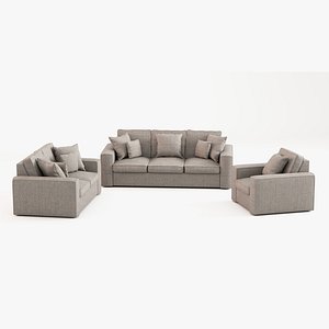 Sofa Set - Minimal Gray 7 Seater with Cushions