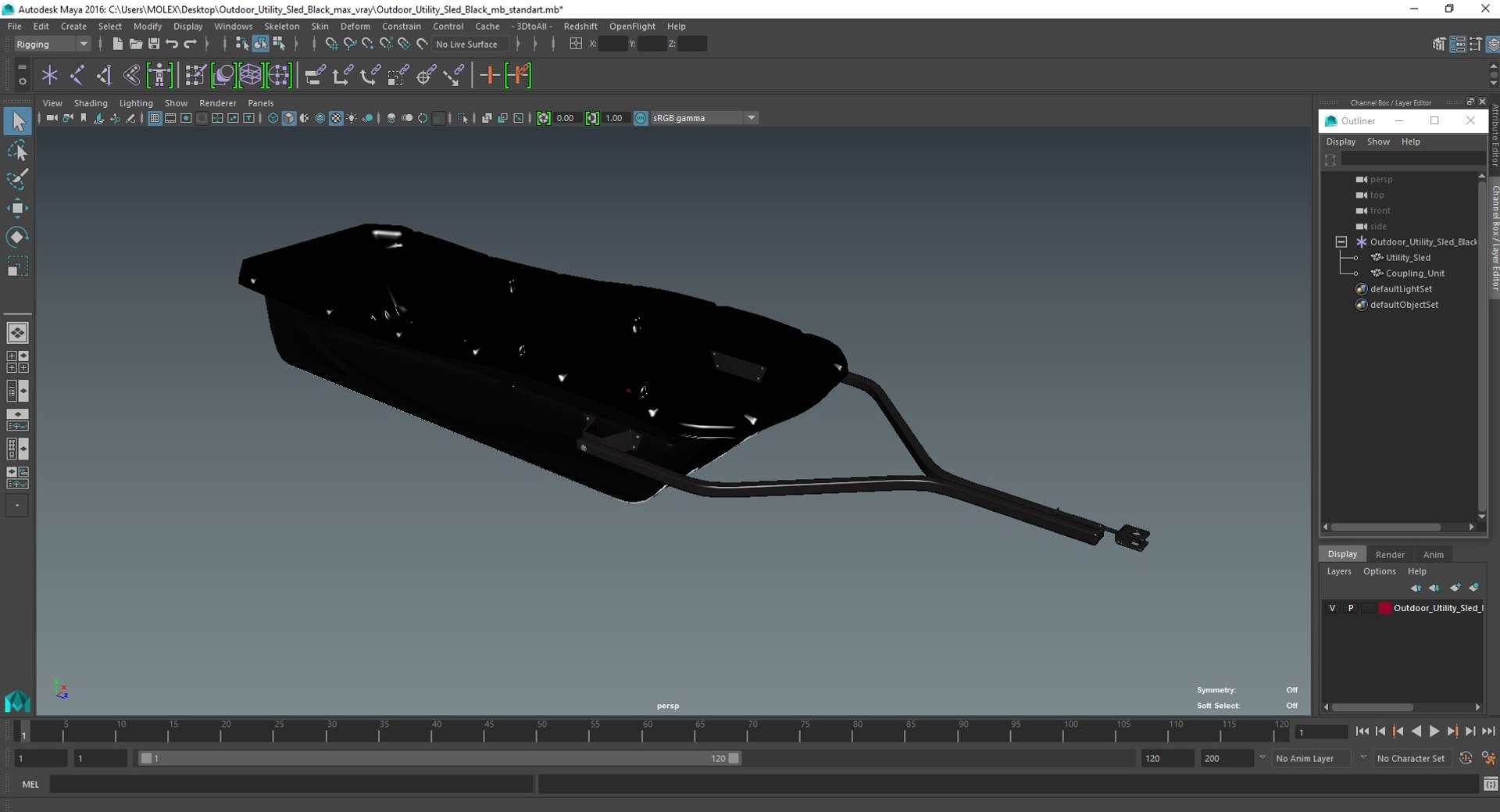 3D Outdoor Utility Sled Black - TurboSquid 2164137