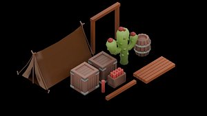 Low Poly Mining Camp Modular Asset Pack 3D