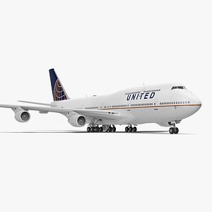 3d boeing 747-400er united