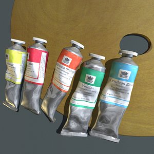 Paint tubes and palette