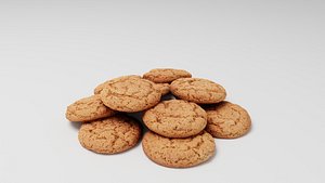 3D Oatmeal cookies stack or heap snack lunch pastry dessert