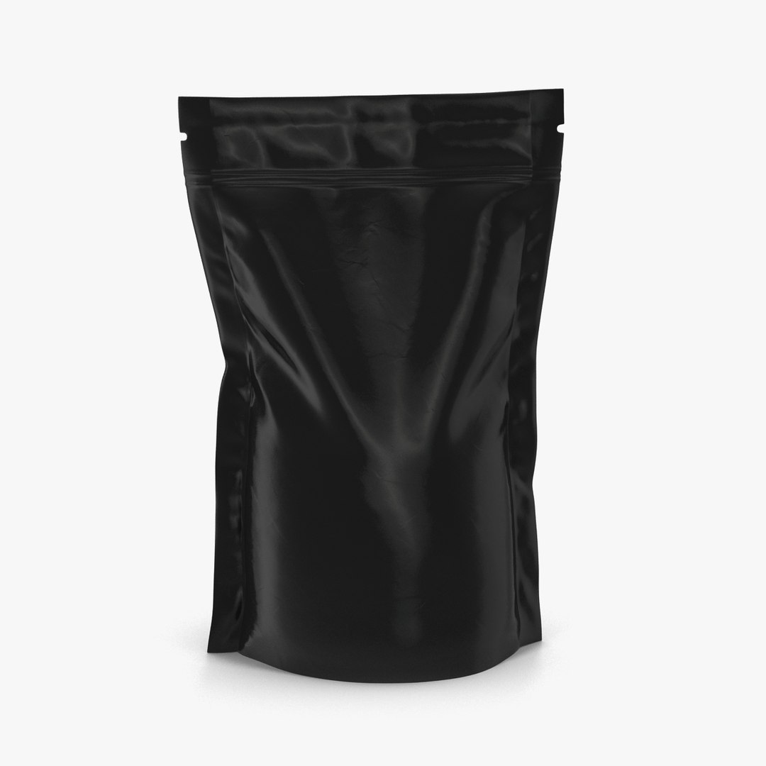 Vacuum Sealed Pouch Bag Black Plastic 3D model preview