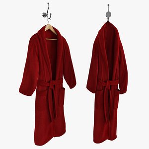 Bathrobe On Hanger And Hook Red